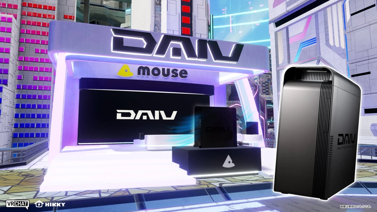 DAIVとmouseのロゴが特徴的な展示ブース
