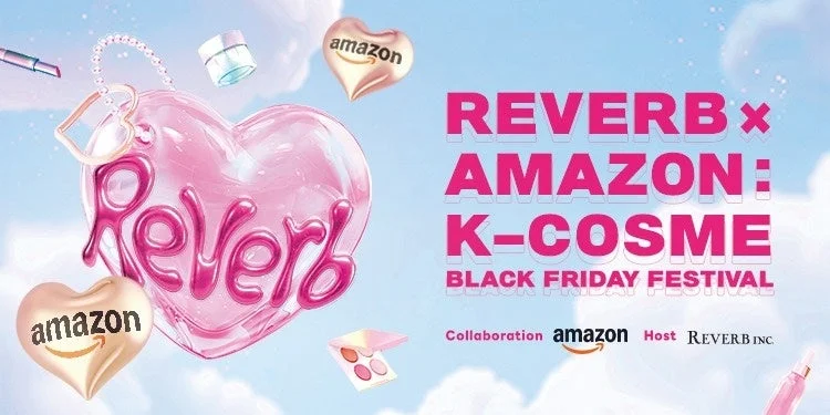 ReverbとAmazonがコラボレーションしたK-COSMEブラックフライデーフェスティバルのプロモーションバナー
