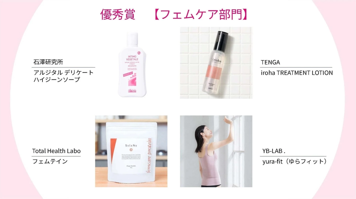 フェムケア、優秀賞、製品紹介、化粧品、ボディケア、サプリメント、健康食品、石澤研究所、アルジタル、TENGA、iroha、Total Health Labo、フェムテイン、YB-LAB.、ゆらフィット